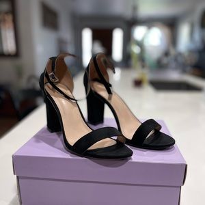 All black suede Madden girl heels